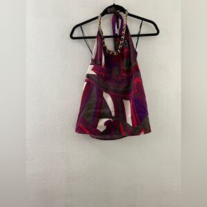 Guess jeans y2k metal detail halter top size M